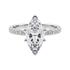 GIA 4.01ct Marquise Solitaire with Half Eternity 18K White Gold Diamond Ring