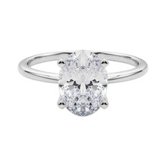 GIA Anillo de diamantes ovalado de 4,01 ct con solitario engastado en oro blanco de 18 quilates