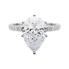 GIA 4.01ct Solitaire poire avec Demi-Eternité Bague diamant en or blanc 18K