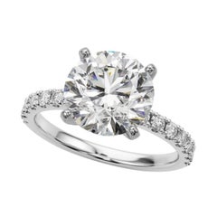 GIA 4.01ct Round Solitaire with Half Eternity 18K White Gold Diamond Ring (bague à diamant en or blanc 18K)