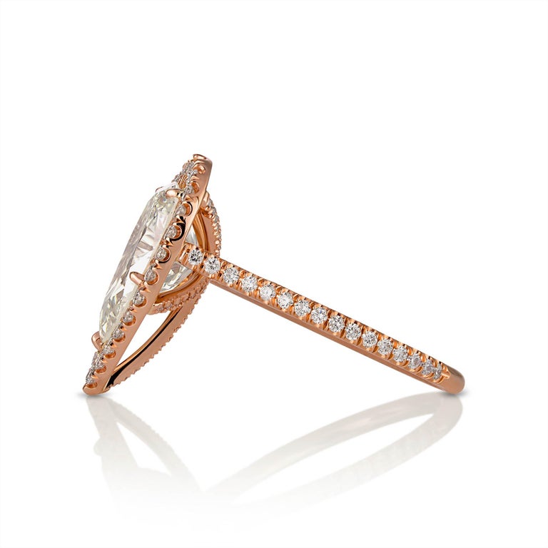 Women's GIA 4.02ct Estate Vintage Pear Diamond Engagement Wedding 18k Rose Gold Ring