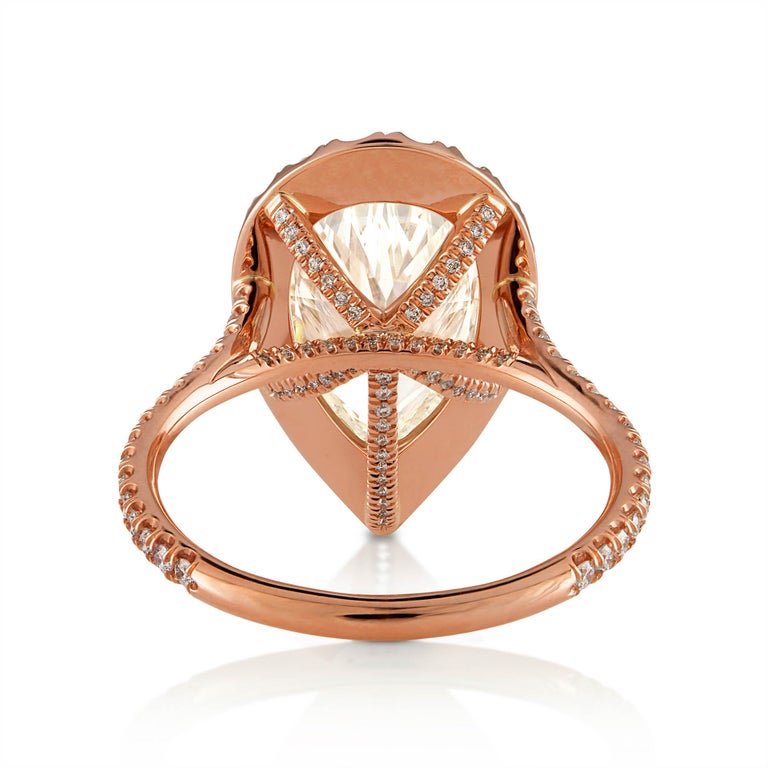 GIA 4.02ct Estate Vintage Pear Diamond Engagement Wedding 18k Rose Gold Ring 1