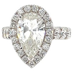 GIA Anillo de diamantes en forma de pera de 4,02 ct Anillo de diamantes redondos de 3,50 ct Anillo de oro de 14 quilates para la eternidad