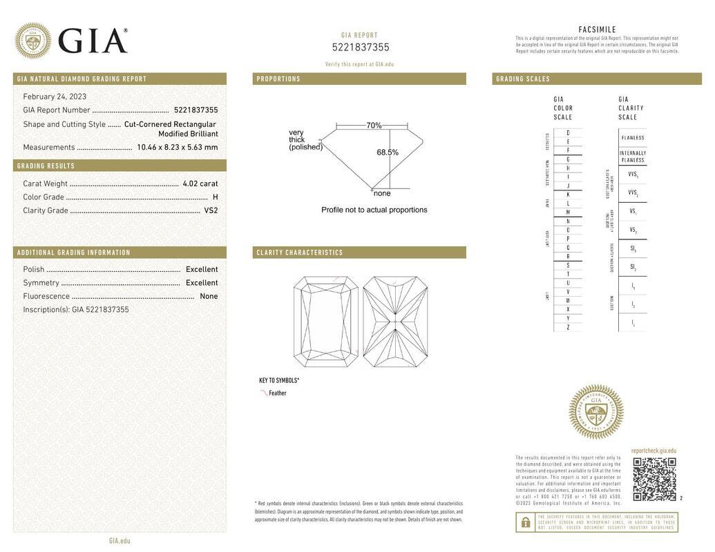 Contemporaneo GIA 4,02ct Radiante Micro Pave Fascia a treccia intrecciata  Anello con diamante in vendita