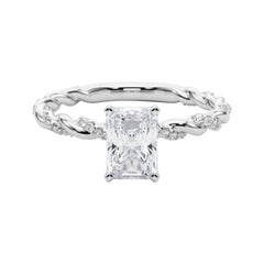 GIA 4,02ct Radiante Micro Pave Fascia a treccia intrecciata  Anello con diamante