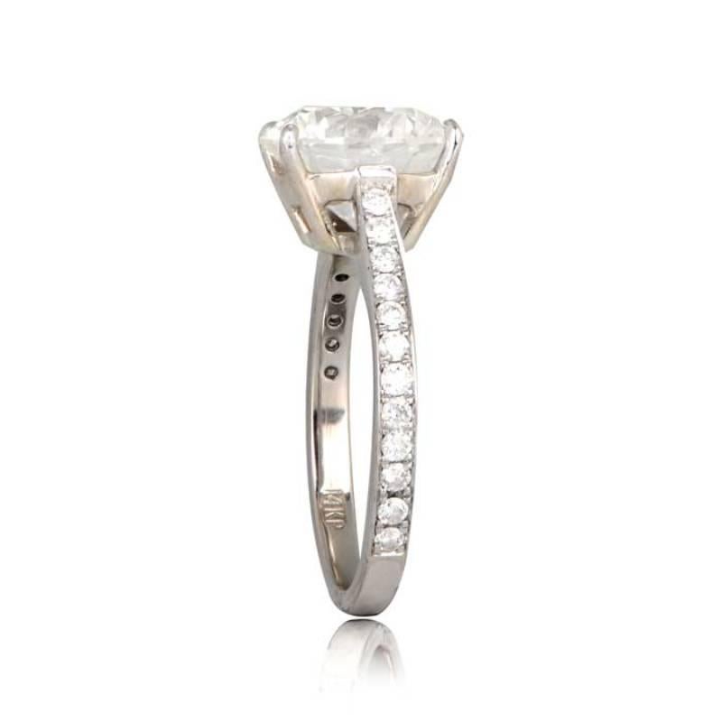 Art Deco GIA 4.02ct Round Brilliant Cut Diamond Engagement Ring, 14k Gold For Sale