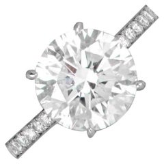 GIA 4.02ct Round Brilliant Cut Diamond Engagement Ring, 14k Gold