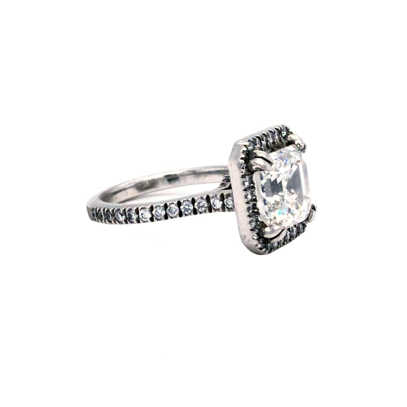 GIA Certifie 4.02 Carat Asscher Cut Square Diamond Engagement Platinum Ring  For Sale 1