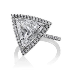 GIA 4.02ctw Trillion Diamond Engagement Halo Pave Platinum Ring