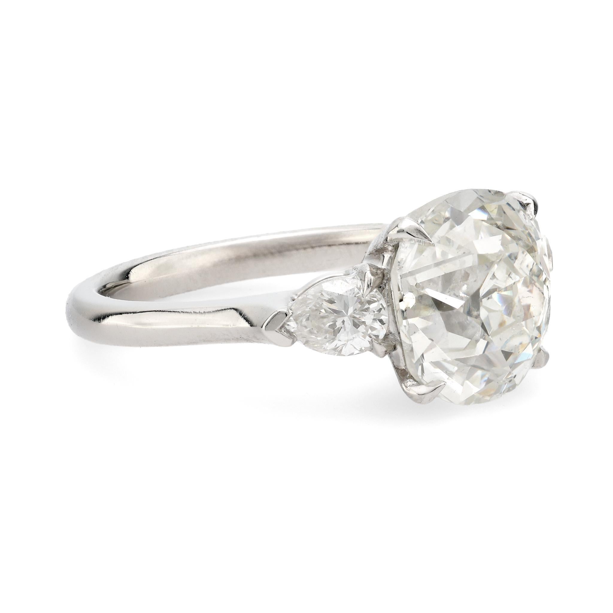 Modern GIA 4.03 carat old mine cut diamond platinum engagement ring