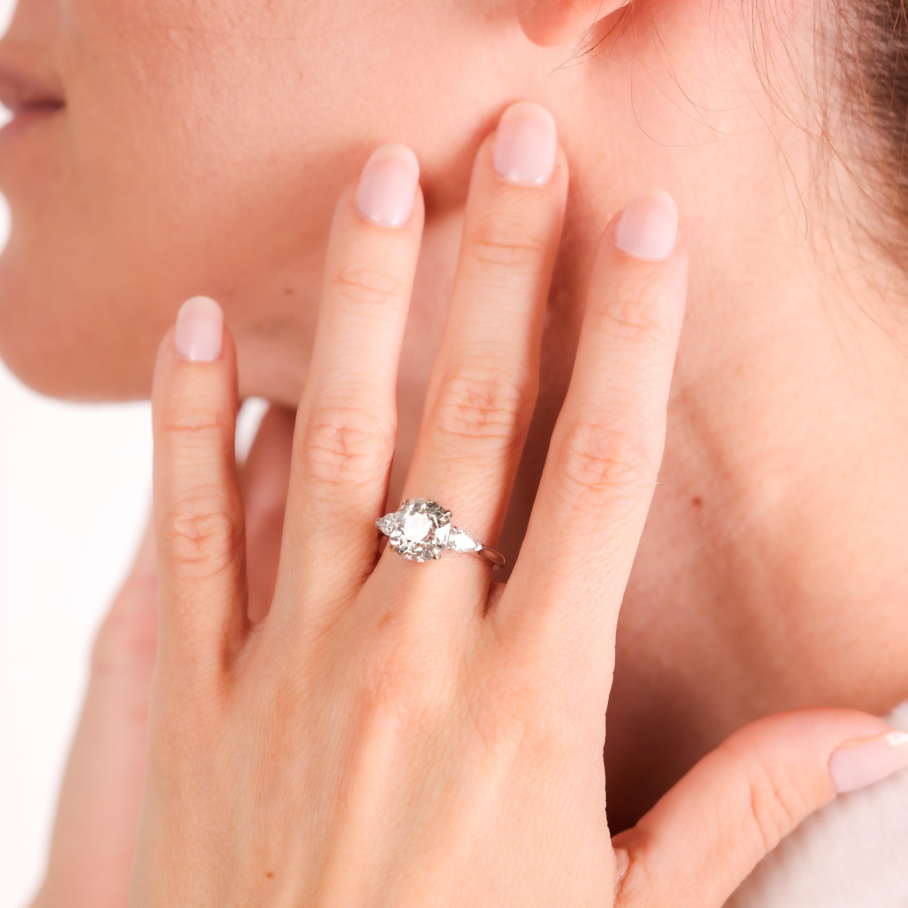 Old Mine Cut GIA 4.03 carat old mine cut diamond platinum engagement ring
