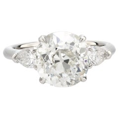 GIA 4.03 carat old mine cut diamond platinum engagement ring