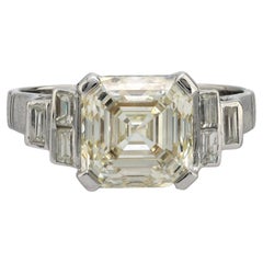 GIA 4,05 Karat Asscher-Schliff Diamant 18k Weißgold Verlobungsring