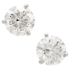 GIA 4,06 quilates de peso total de diamantes pendientes de oro blanco de 18k