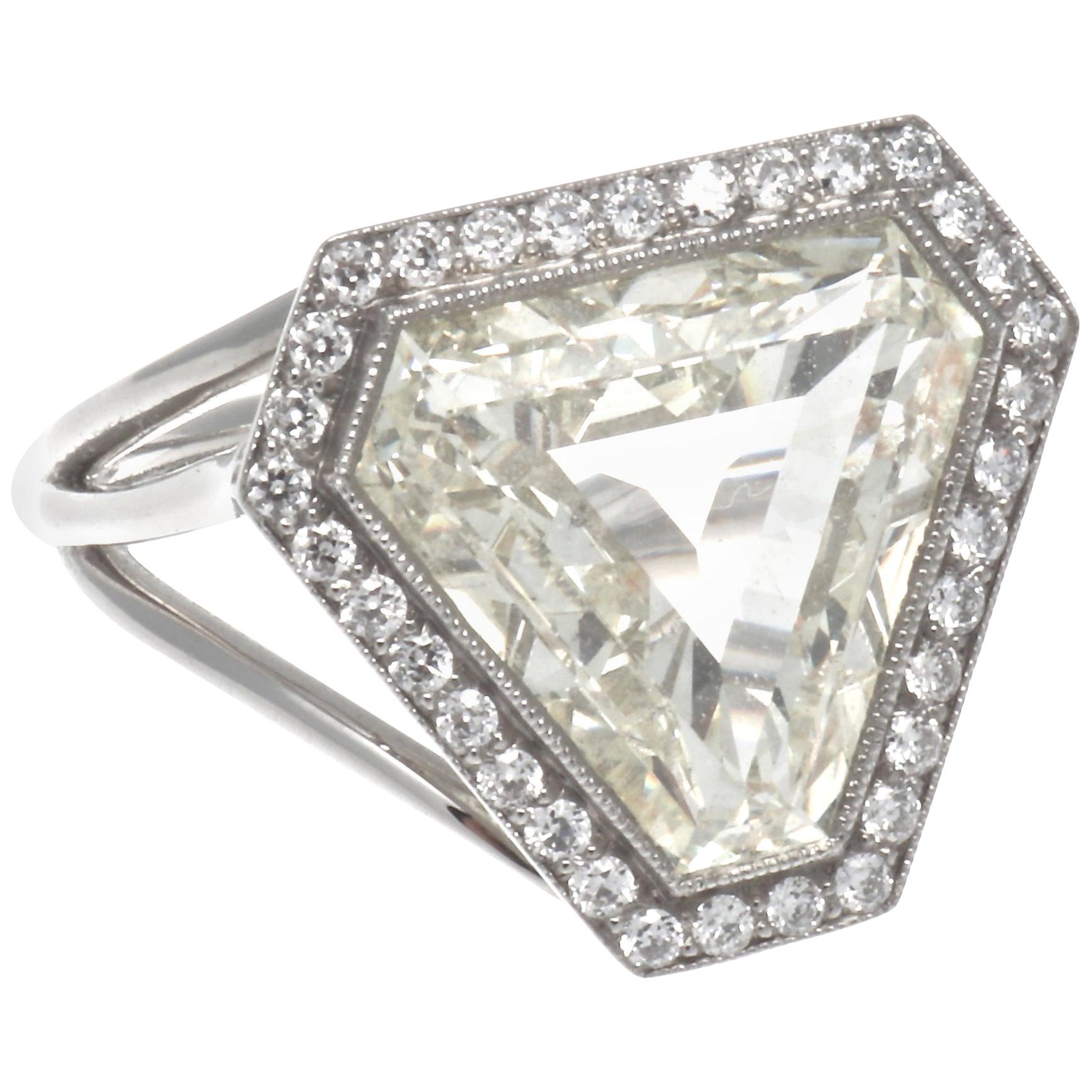 GIA 4.06 Carat Triangular Cut Diamond Platinum Engagement Ring