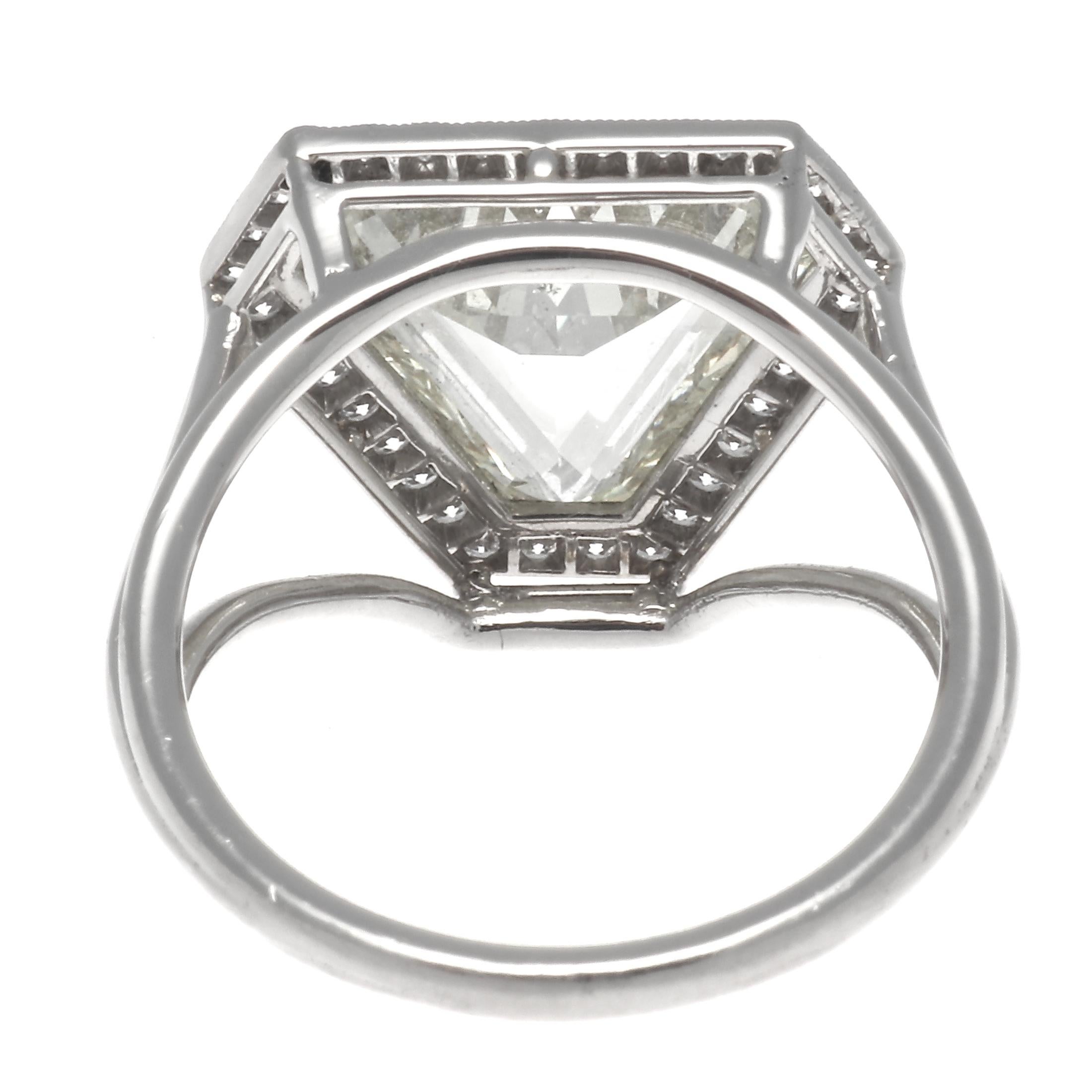Shield Cut GIA 4.06 Carat Triangular Cut Diamond Platinum Engagement Ring
