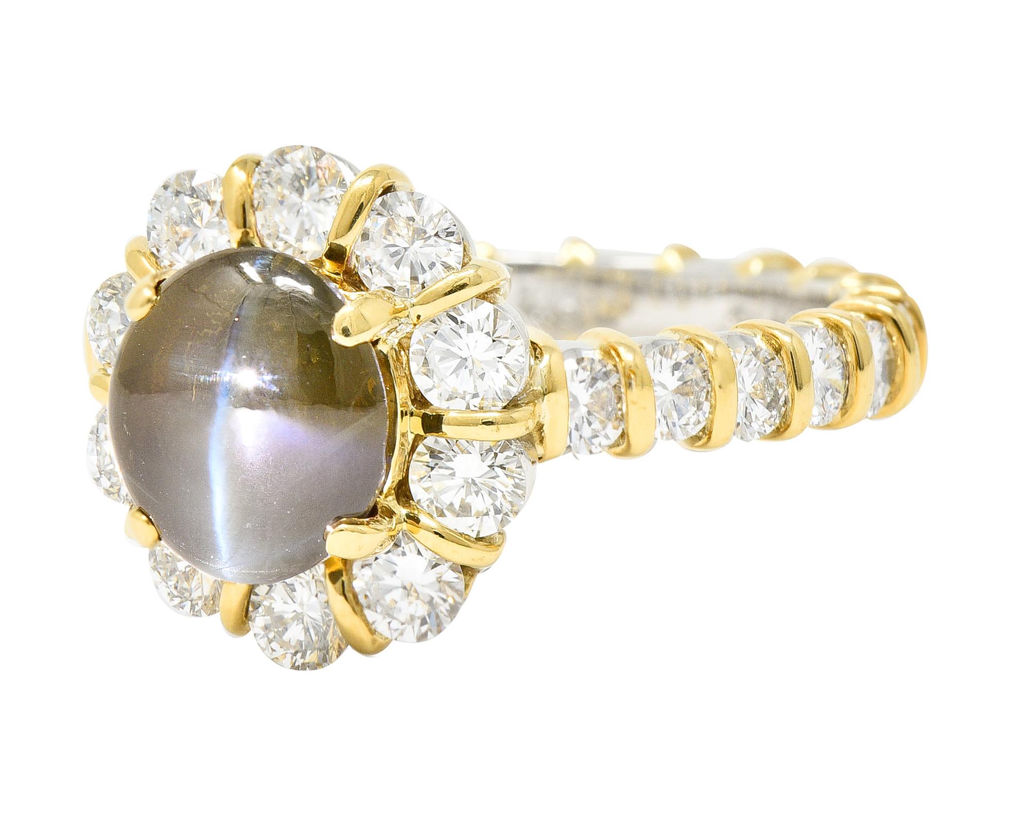 Women's or Men's GIA 4.09 Carats Color Change Alexandrite Diamond Platinum 18 Karat Gold Ring For Sale