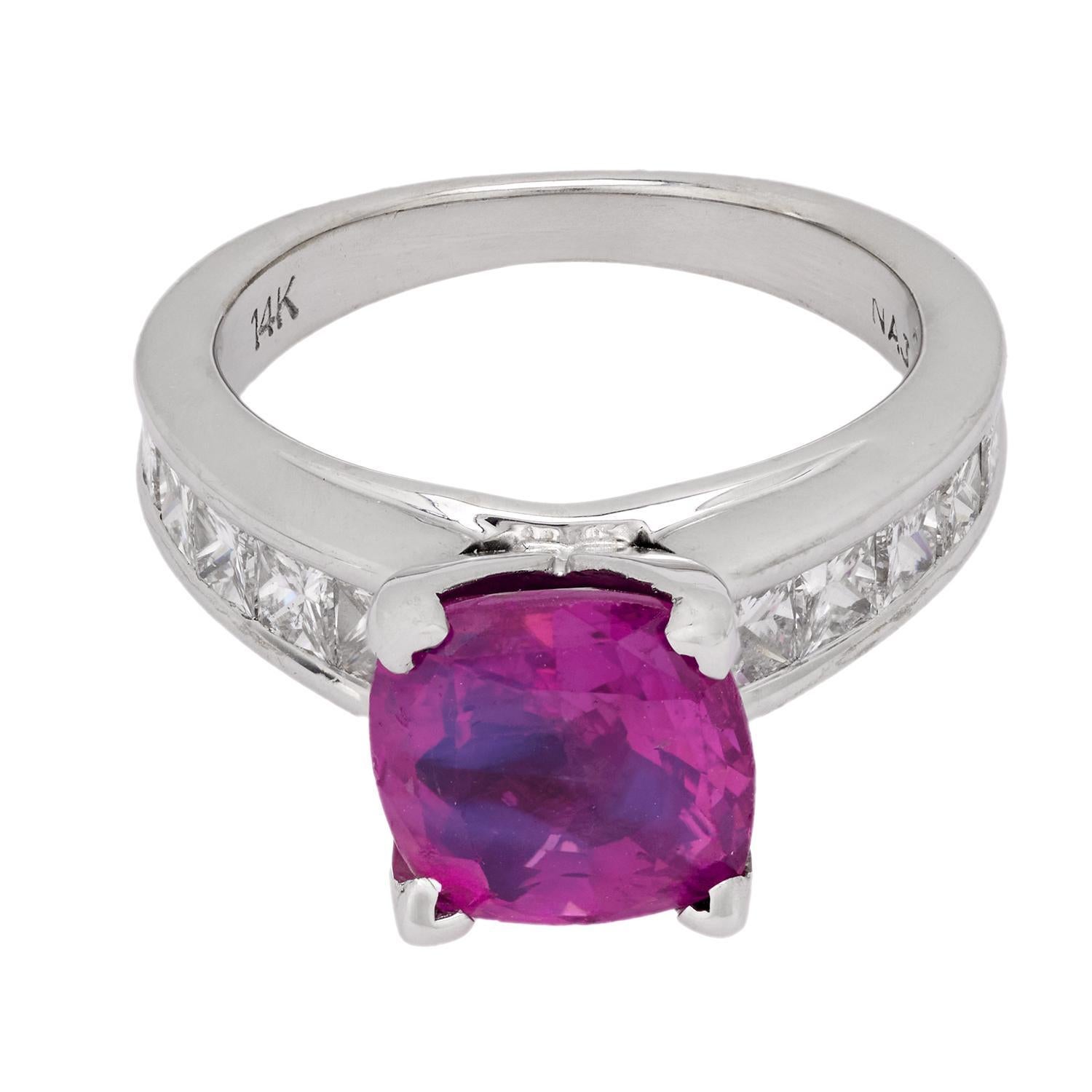 GIA 4,16 Karat rosa Saphir-Diamant-Ring aus 14k Weißgold (Moderne) im Angebot