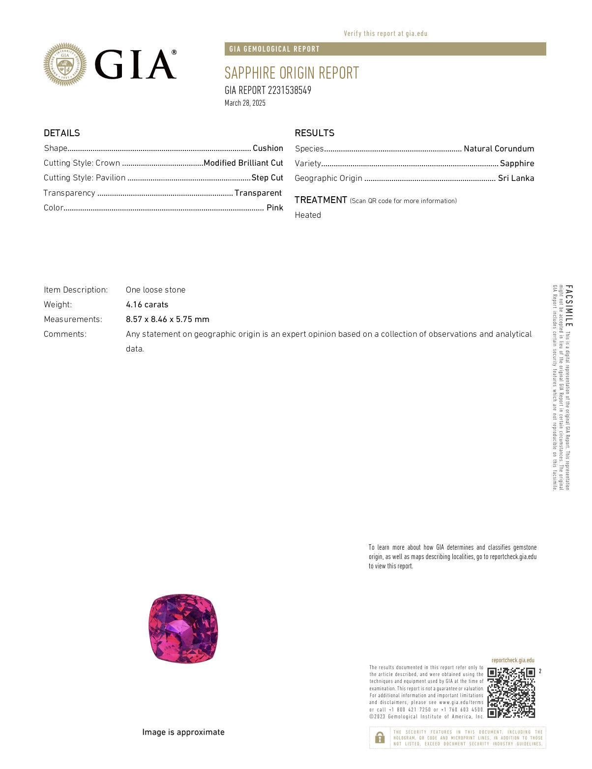 GIA 4,16 Karat rosa Saphir-Diamant-Ring aus 14k Weißgold im Angebot 1