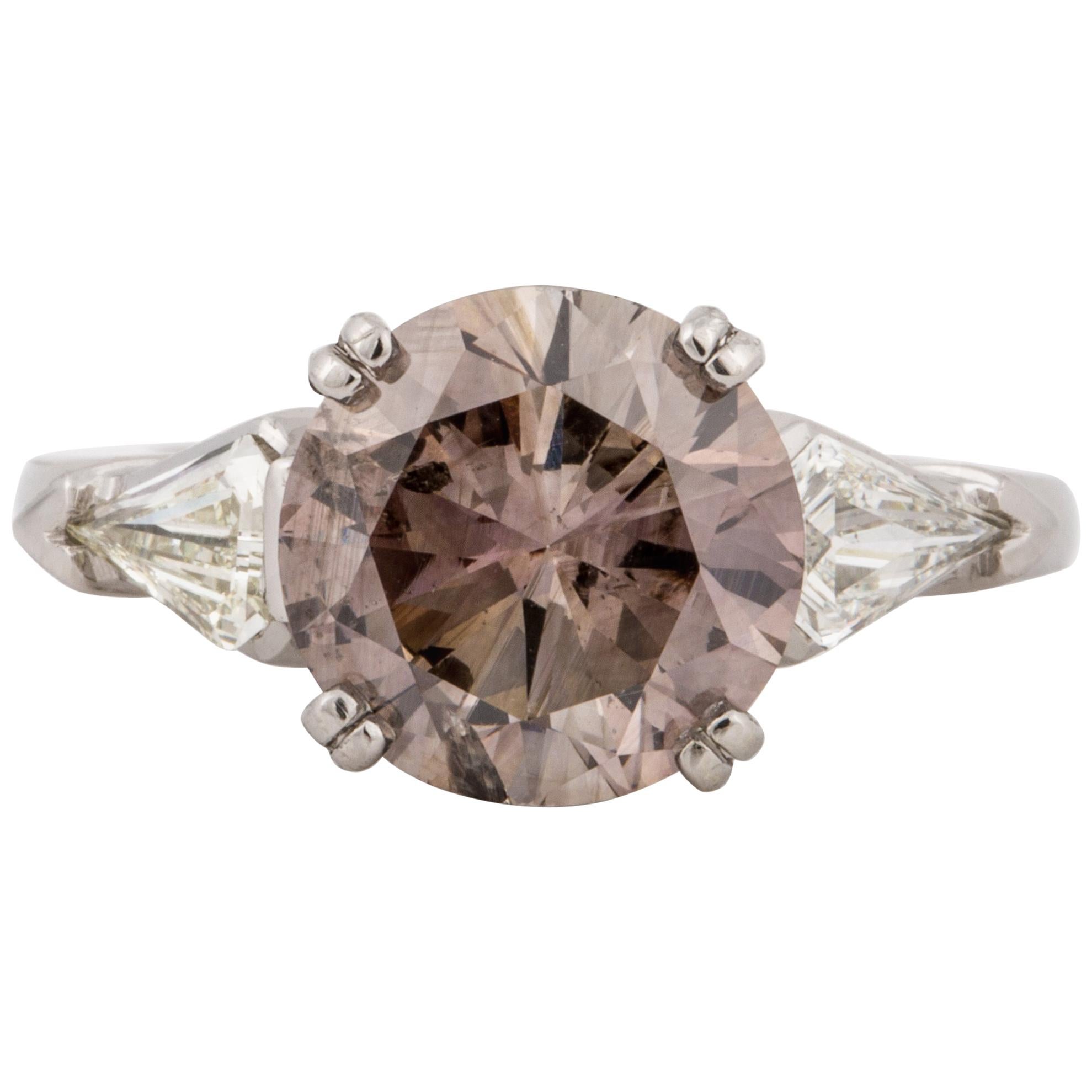 GIA 4.17 Carat Fancy Dark Pinkish-Brown Diamond Ring