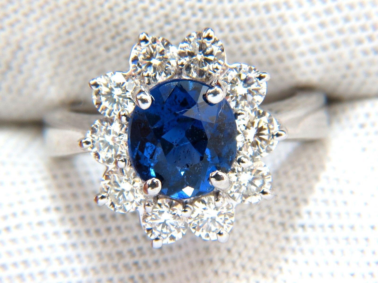 GIA 4.18 Carat No Heat Natural Sapphire Diamond Ring Cluster Unheated Blue 5