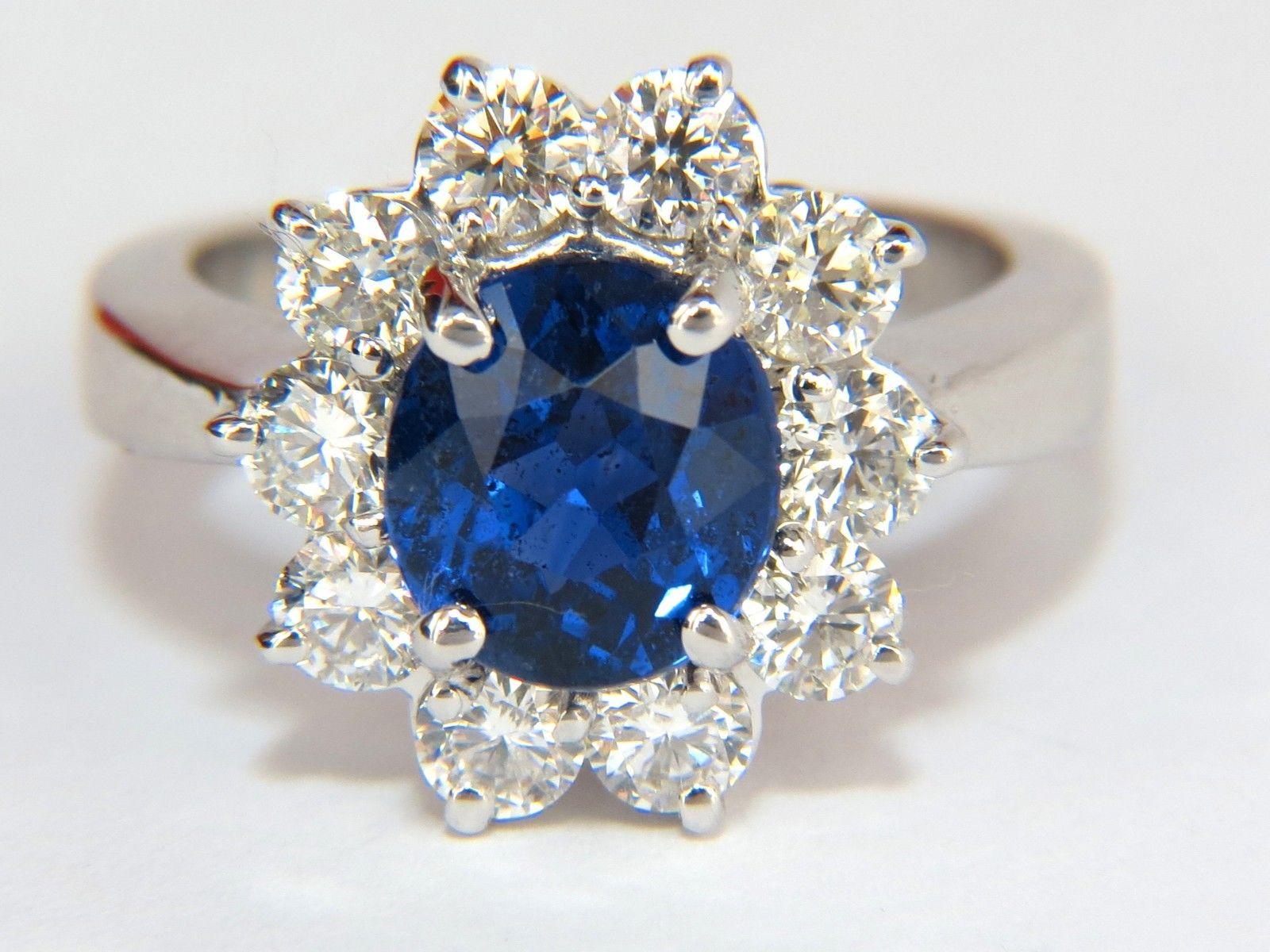 GIA 4.18 Carat No Heat Natural Sapphire Diamond Ring Cluster Unheated Blue In New Condition In New York, NY