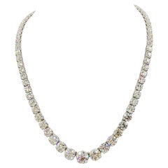 GIA 41,82 carats Collier Riviera rond en or blanc 18 carats avec diamants blancs