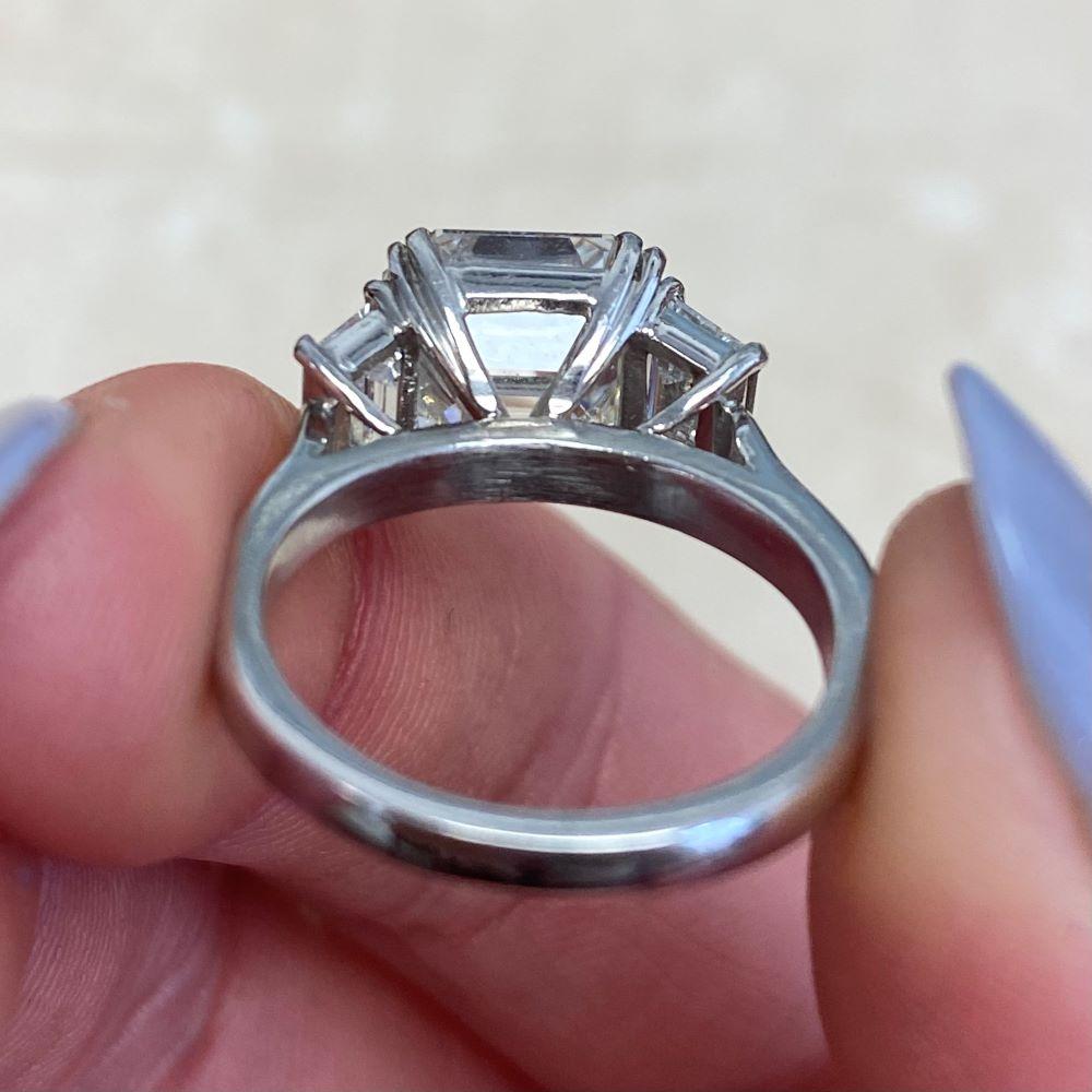 GIA 4.20ct Asscher Cut Diamond Engagement Ring, H Color, Platinum For Sale 6