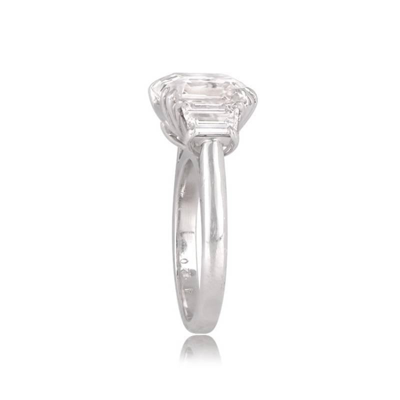 Art Deco GIA 4.20ct Asscher Cut Diamond Engagement Ring, H Color, Platinum For Sale