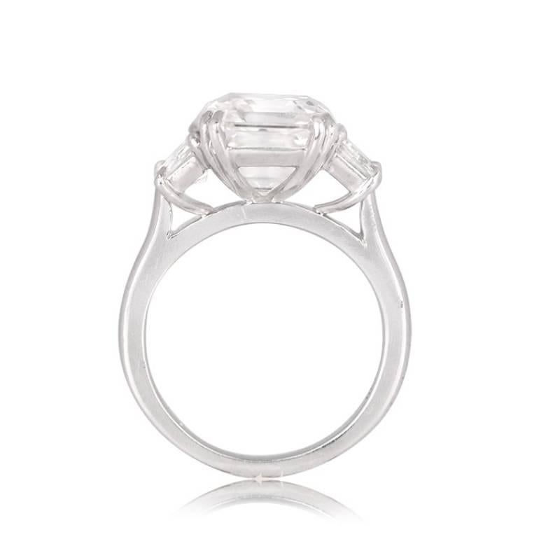 GIA 4.20ct Asscher Cut Diamond Engagement Ring, H Color, Platinum In Excellent Condition For Sale In New York, NY