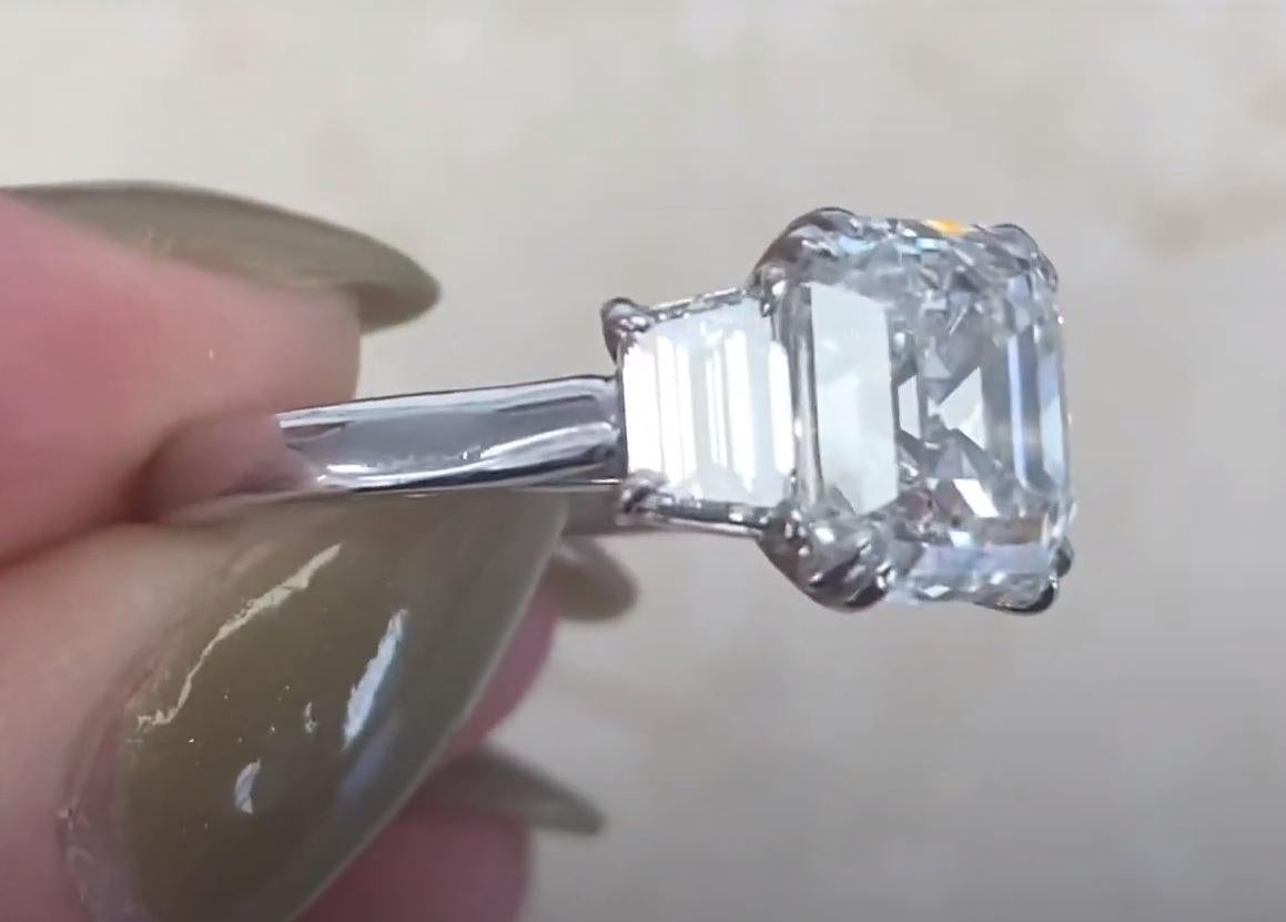GIA 4.20ct Asscher Cut Diamond Engagement Ring, H Color, Platinum For Sale 1