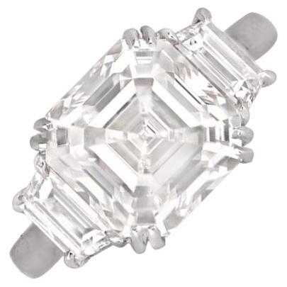 GIA 4.20ct Asscher Cut Diamond Engagement Ring, H Color, Platinum