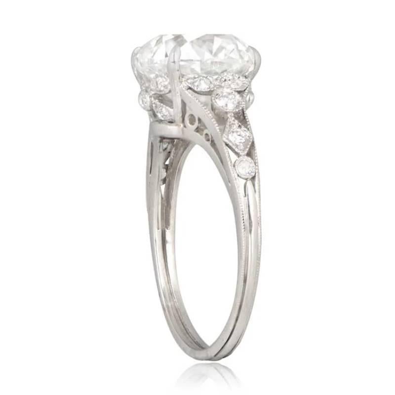 Art Deco GIA 4.24ct Antique Cushion Cut Diamond Engagement Ring, G Color, Platinum For Sale
