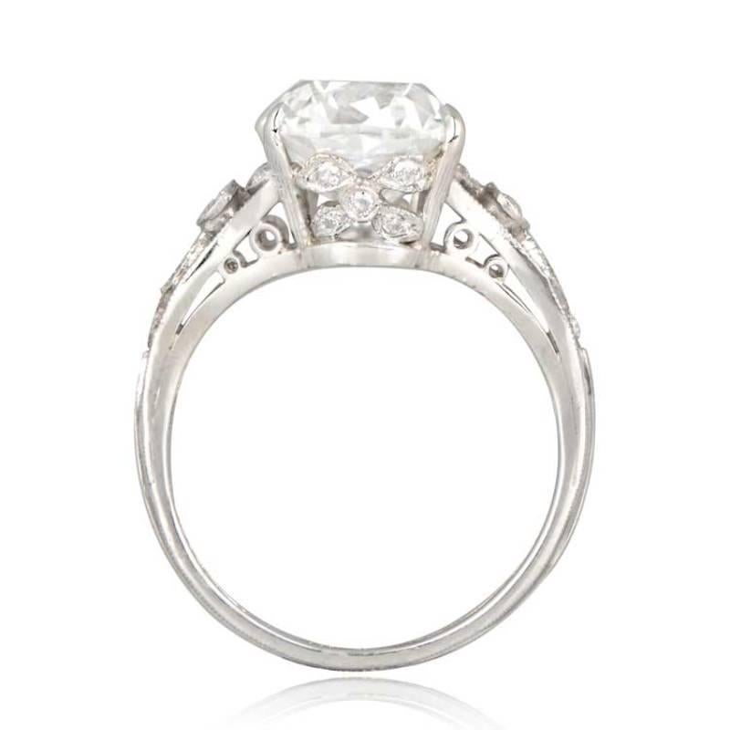 GIA 4.24ct Antique Cushion Cut Diamond Engagement Ring, G Color, Platinum In Excellent Condition For Sale In New York, NY