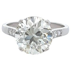 GIA 4.29 Carats Round Brilliant Cut Diamond Platinum Ring