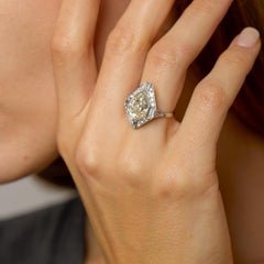 GIA 4,30 Karat Drachenverlobungsring aus Platin, alte Mine