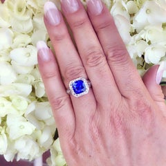 Ring mit GIA 4,30 Karat Sri Lanka-Saphir und Diamant