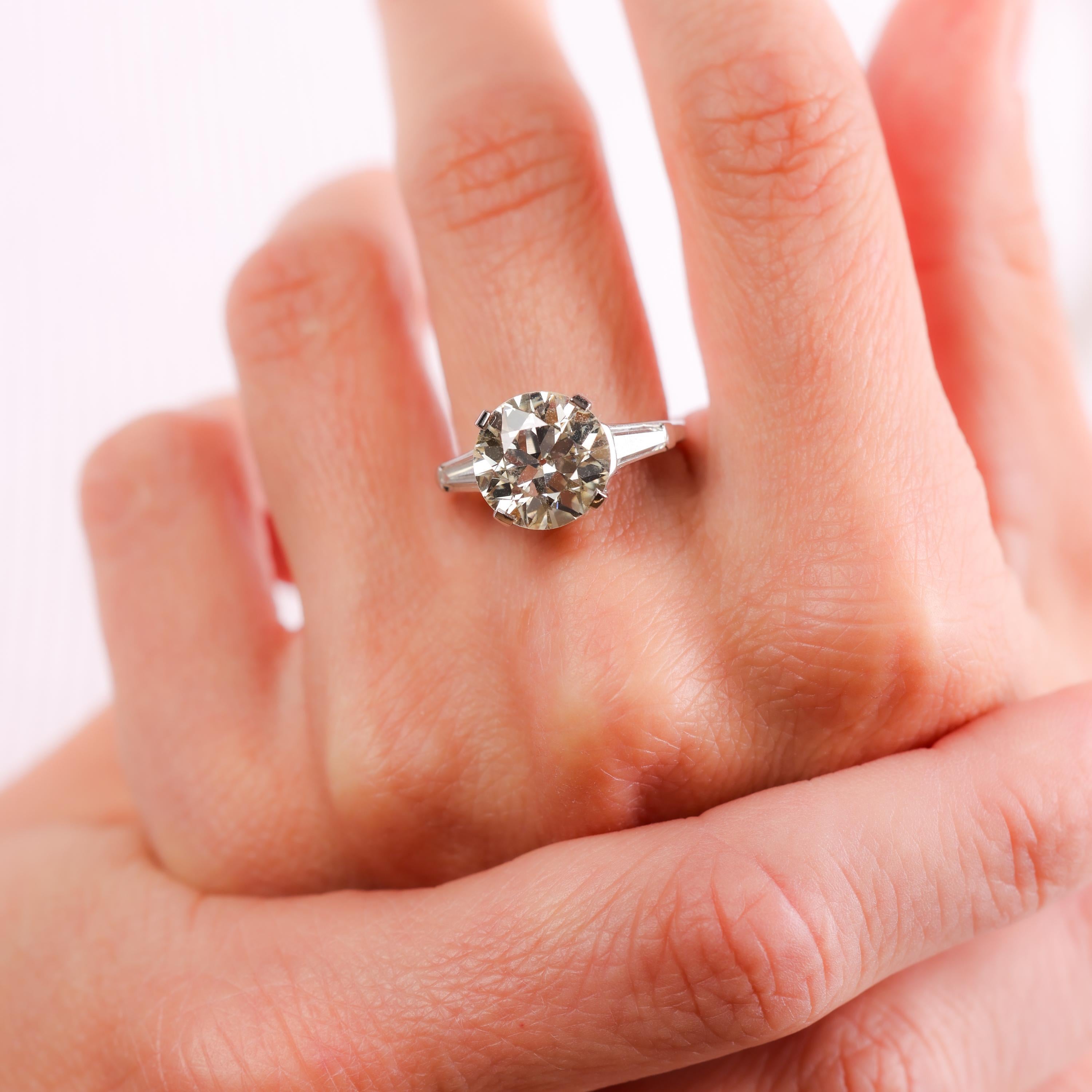Old European Cut GIA 4.33 carat old European cut diamond platinum engagement ring
