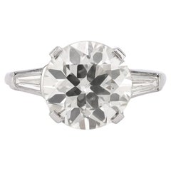 GIA 4.33 carat old European cut diamond platinum engagement ring