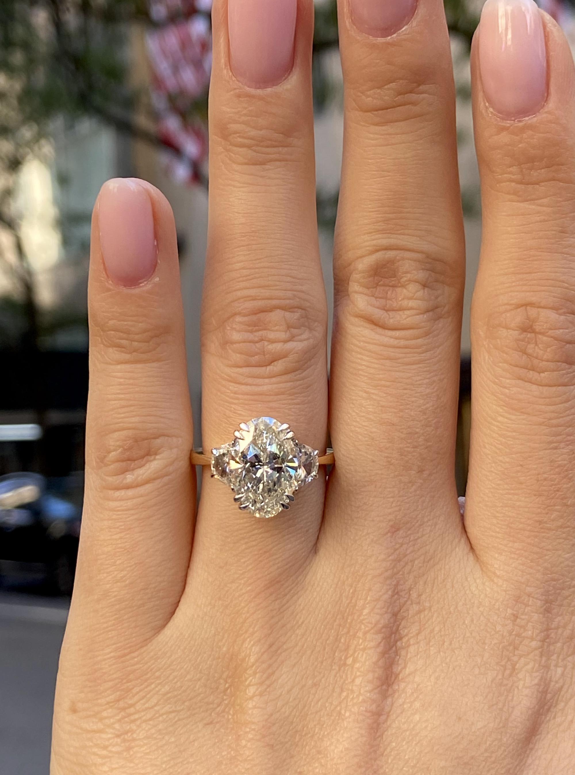 GIA 4.40ct Estate Vintage Oval Diamond 3 Stone Engagement Wedding Ring Plat/18k 2