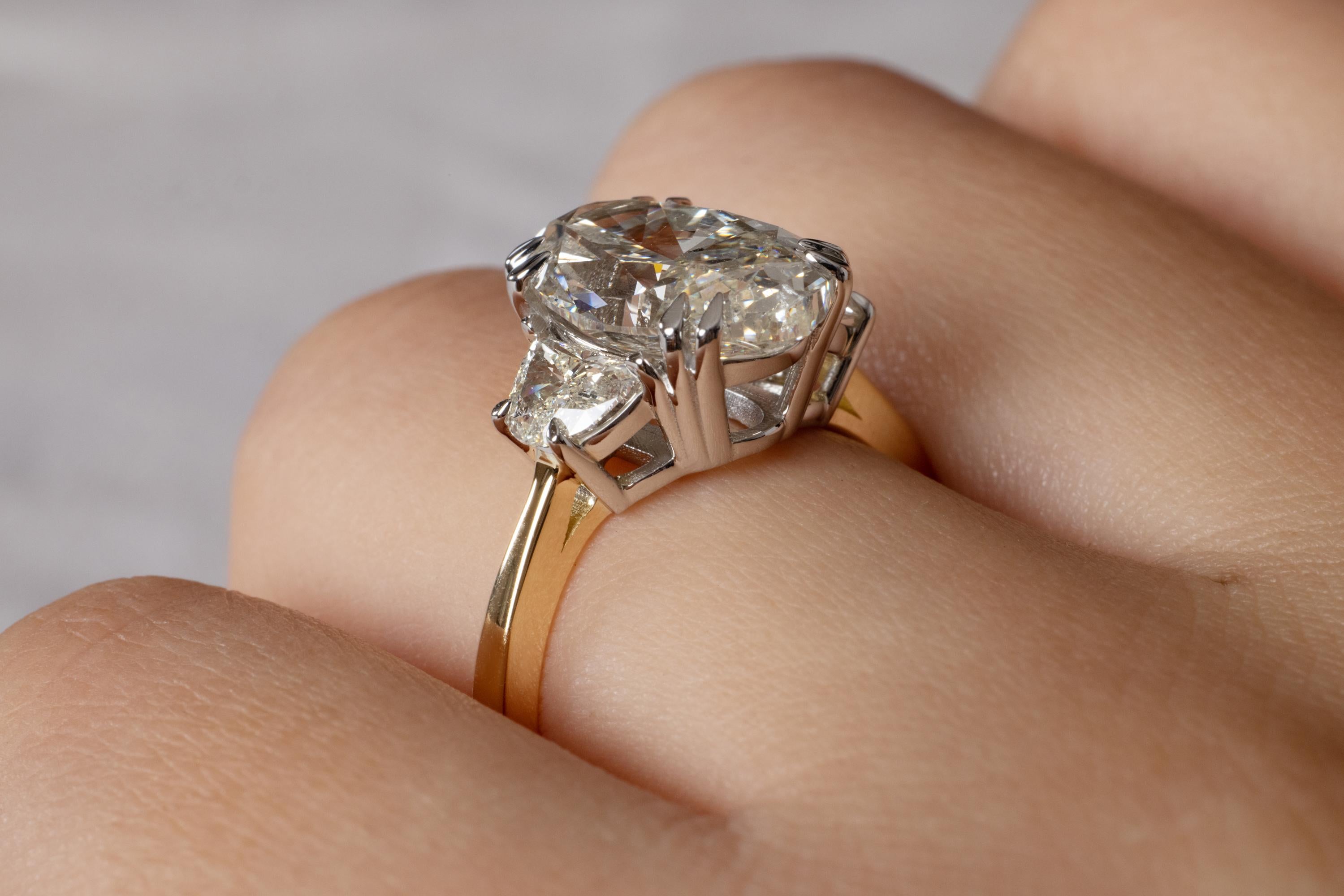 GIA 4.40ct Estate Vintage Oval Diamond 3 Stone Engagement Wedding Ring Plat/18k 5