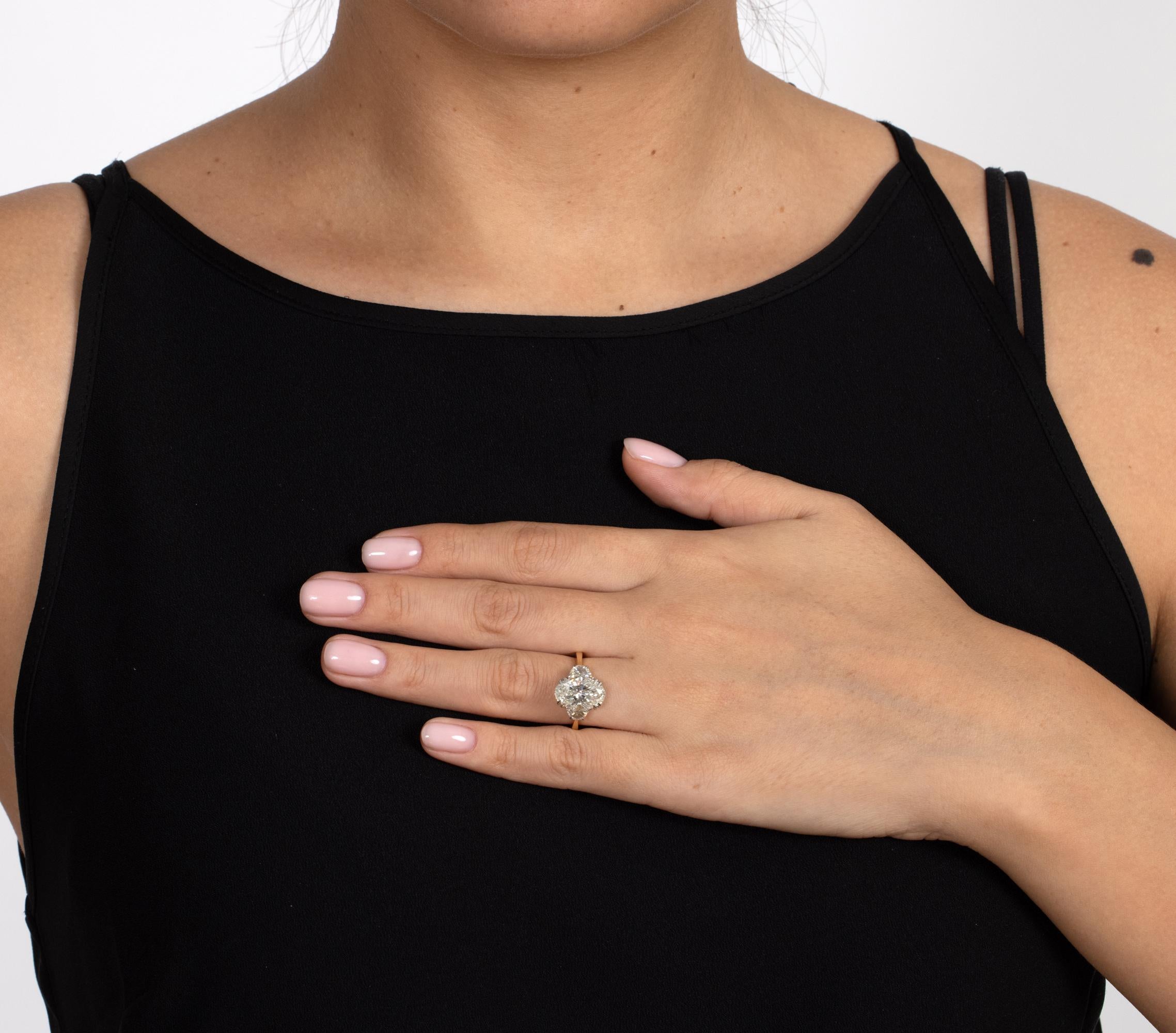 GIA 4.40ct Estate Vintage Oval Diamond 3 Stone Engagement Wedding Ring Plat/18k 6