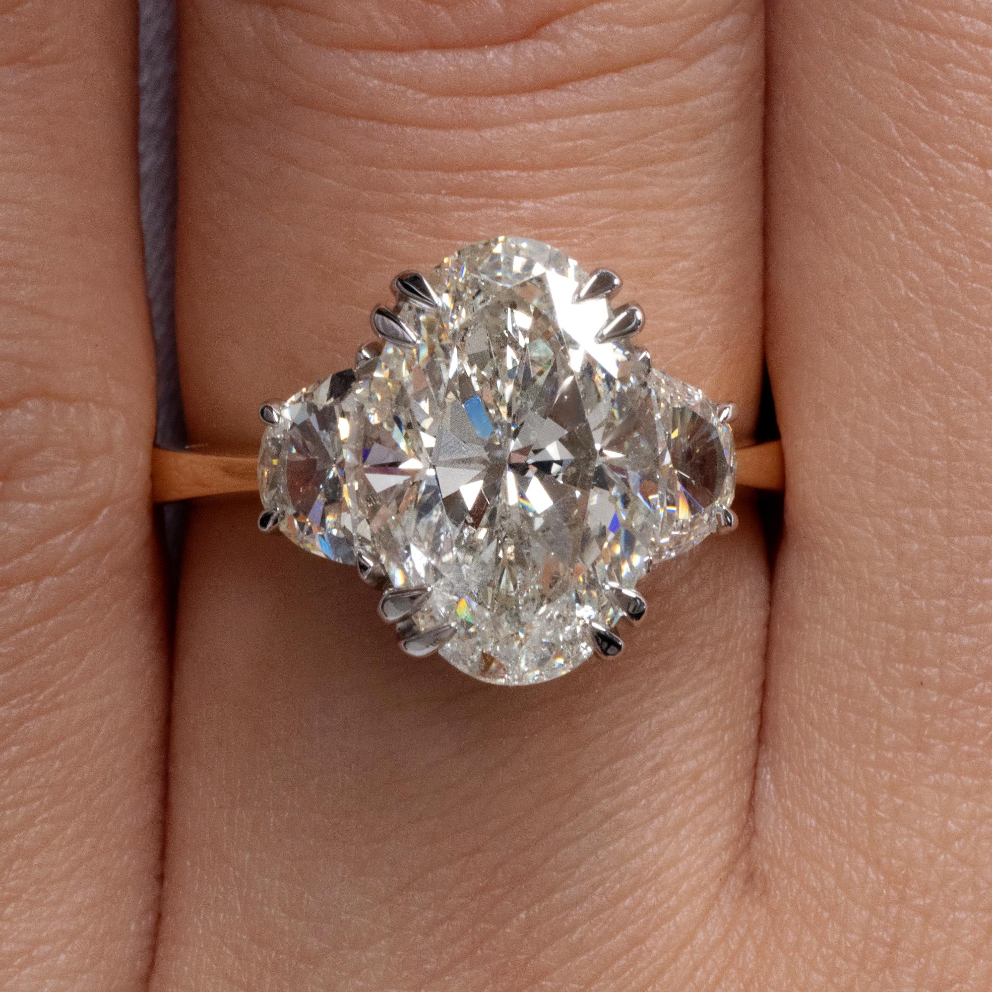 GIA 4.40ct Estate Vintage Oval Diamond 3 Stone Engagement Wedding Ring Plat/18k 7