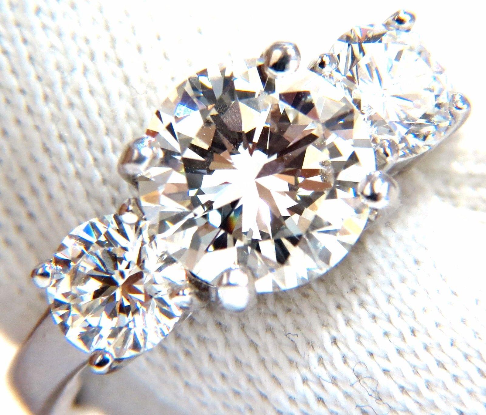 GIA 4.41 Carat Natural Round Brilliant Diamond Ring Classic Three Engagement For Sale 5