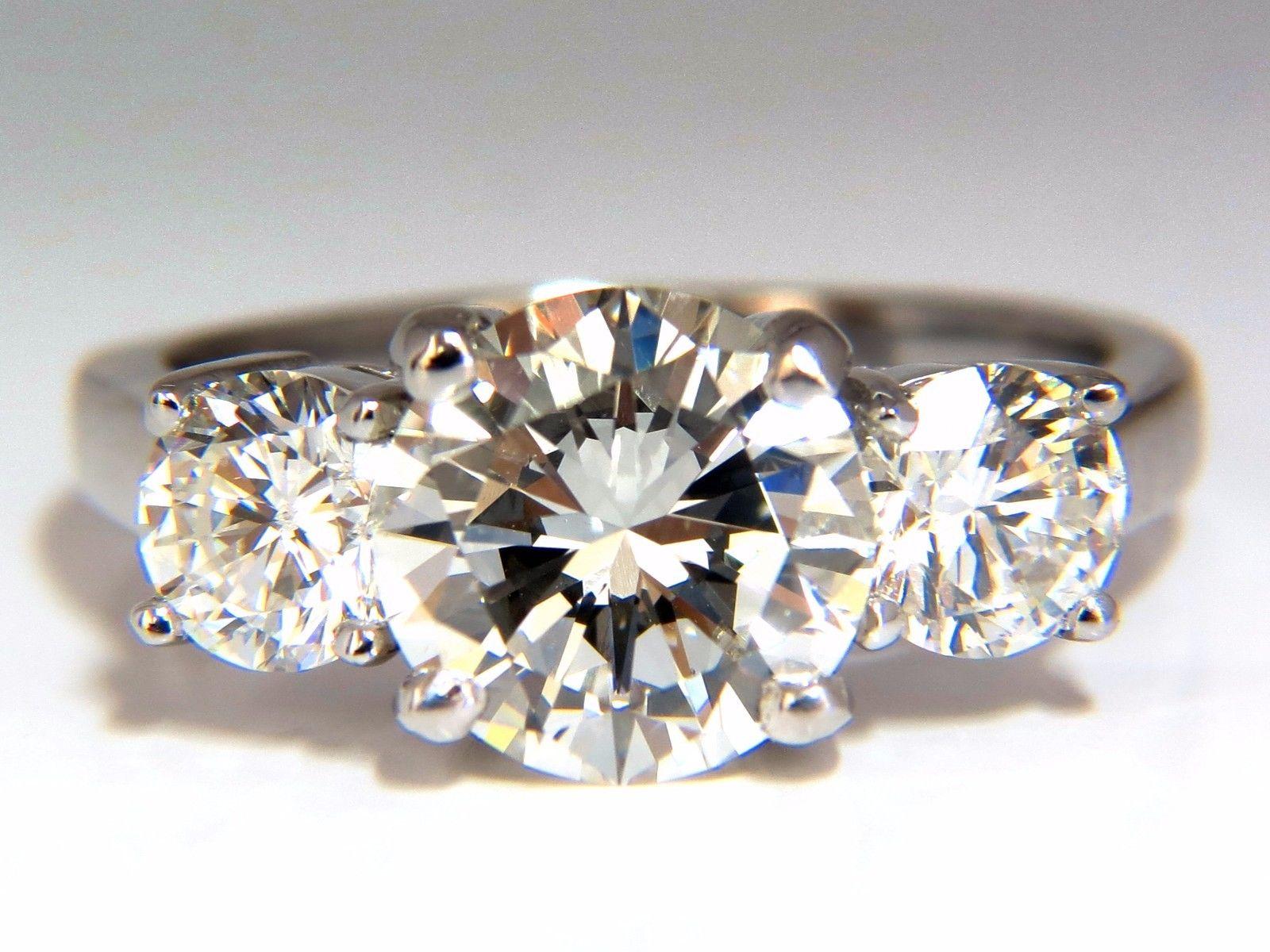 Round Cut GIA 4.41 Carat Natural Round Brilliant Diamond Ring Classic Three Engagement For Sale