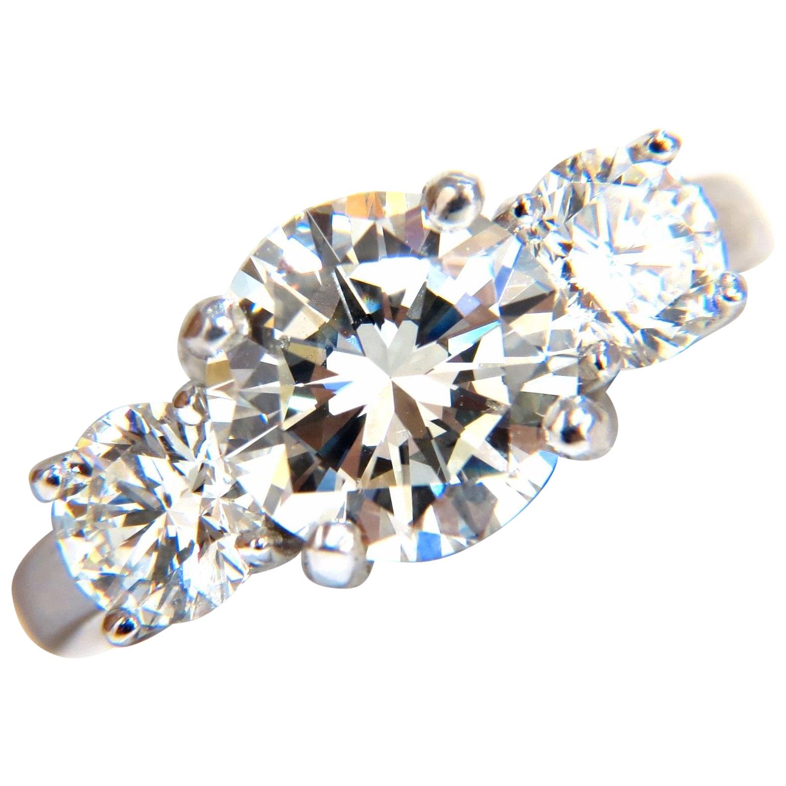 GIA 4.41 Carat Natural Round Brilliant Diamond Ring Classic Three Engagement For Sale