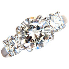 GIA 4.41 Carat Natural Round Brilliant Diamond Ring Classic Three Engagement*
