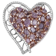 GIA 4.42 Carats Pink-Purple and White Diamond White Gold Heart Ring