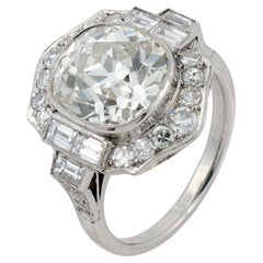 GIA 4.43 carat old mine cut diamond platinum ring