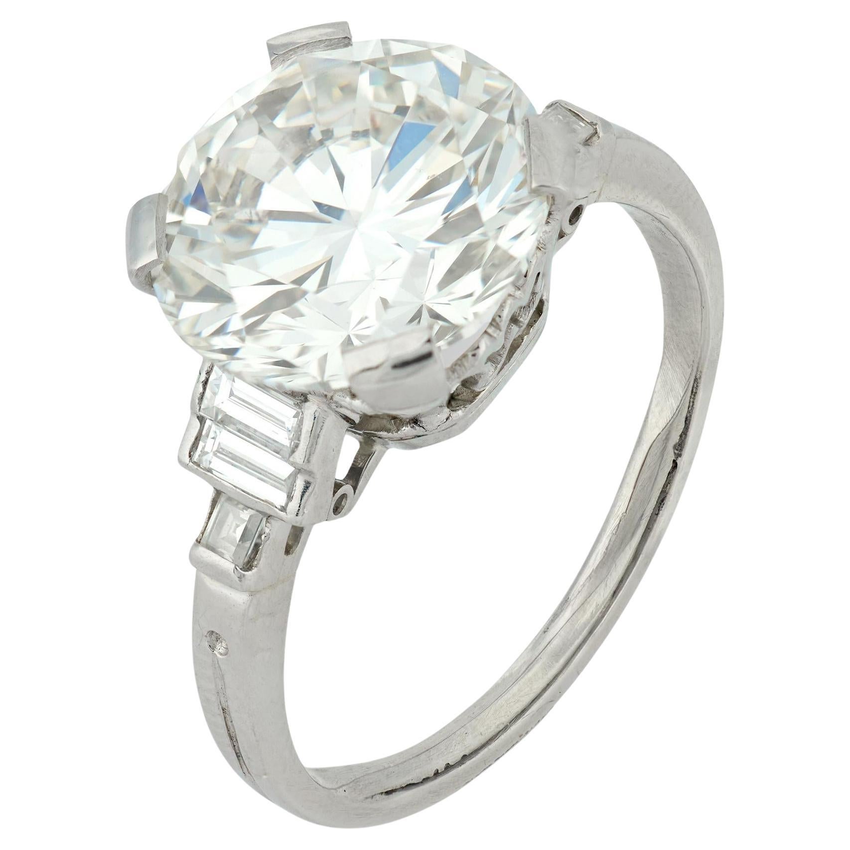 GIA 4.43 carat round brilliant cut diamond platinum engagement ring